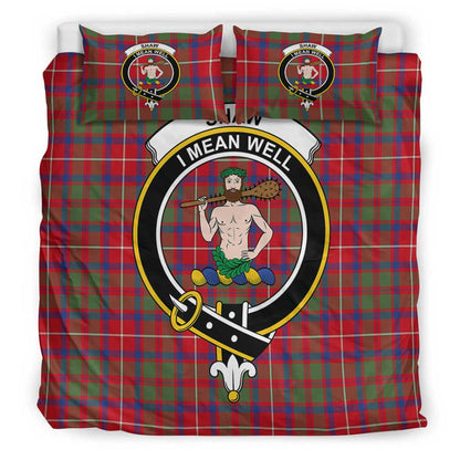 Shaw Red Modern Tartan Crest Bedding Set