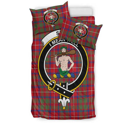 Shaw Red Modern Tartan Crest Bedding Set