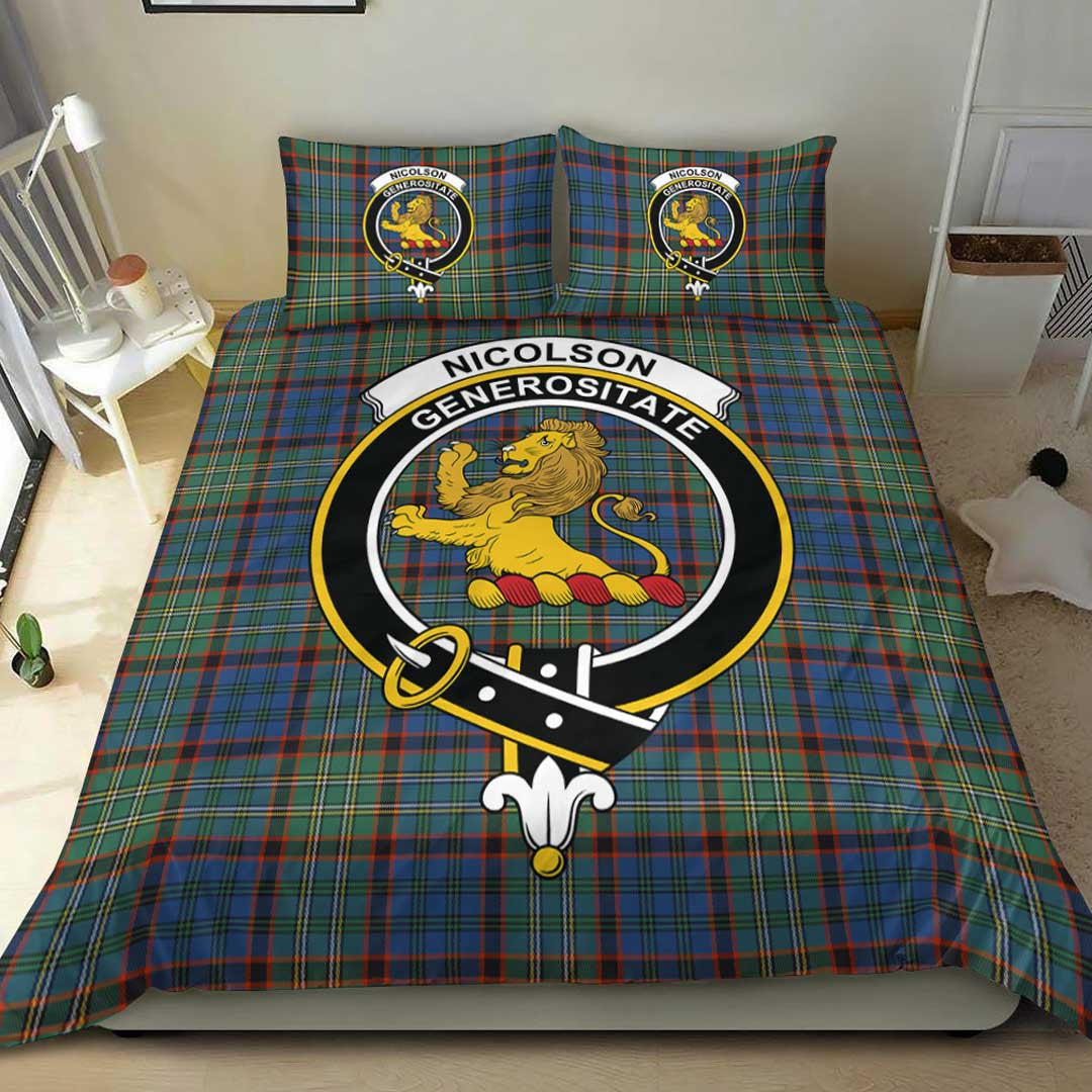 Nicolson Hunting Ancient Tartan Crest Bedding Set