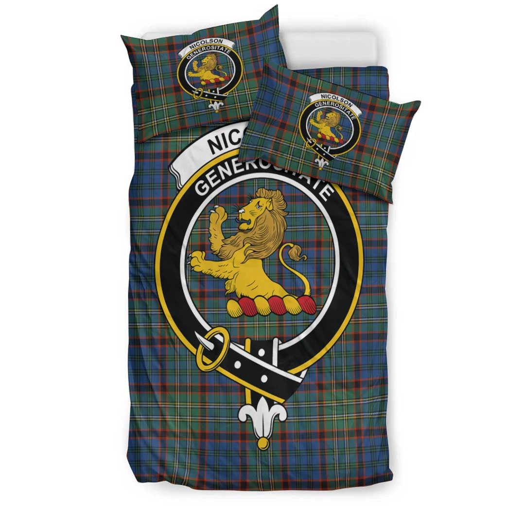 Nicolson Hunting Ancient Tartan Crest Bedding Set