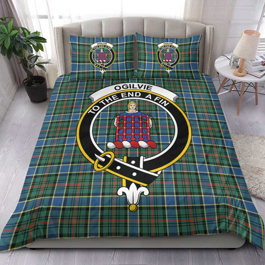 Ogilvie Hunting Modern Tartan Crest Bedding Set