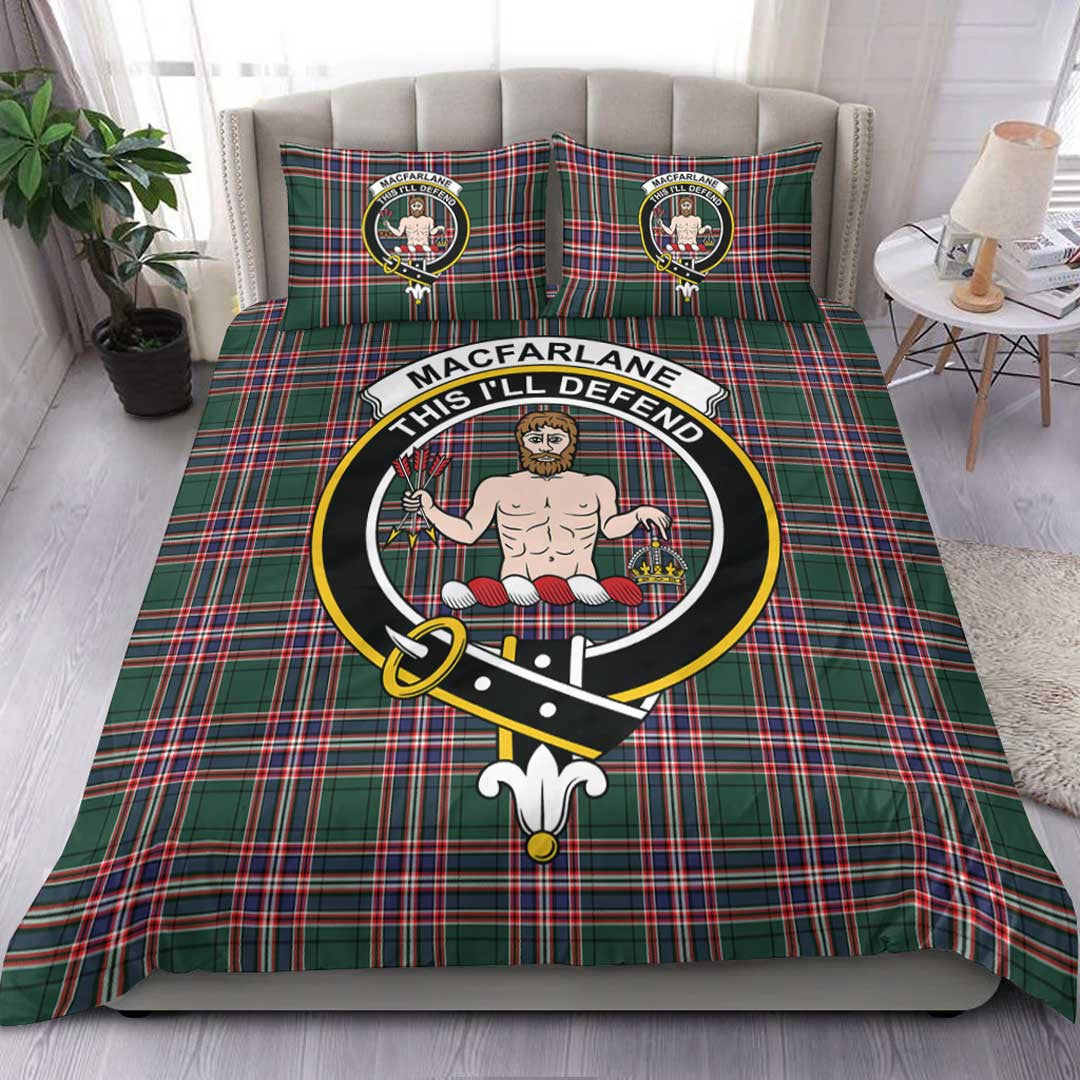 MacFarlane Hunting Modern Tartan Crest Bedding Set