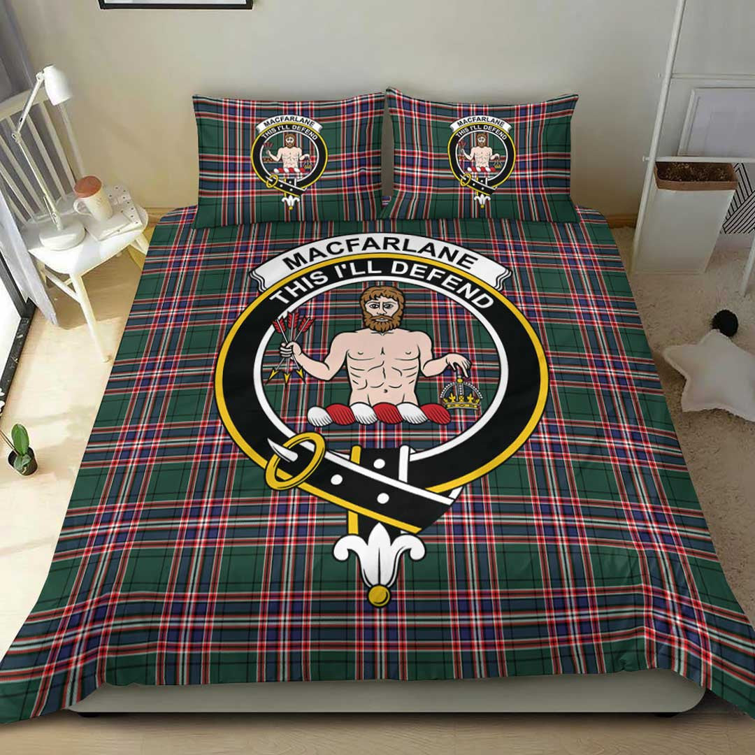 MacFarlane Hunting Modern Tartan Crest Bedding Set