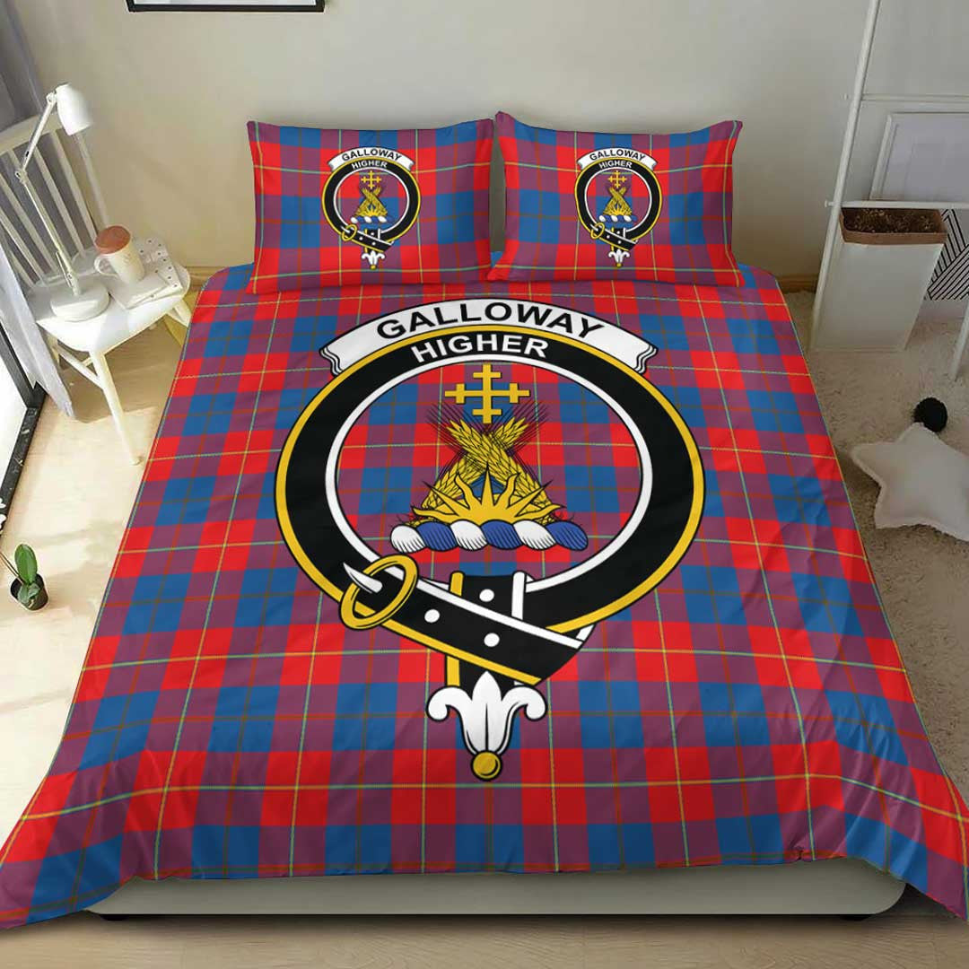 Galloway Red Tartan Crest Bedding Set