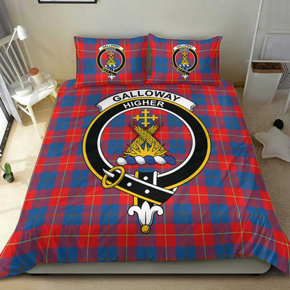 Galloway Red Tartan Crest Bedding Set