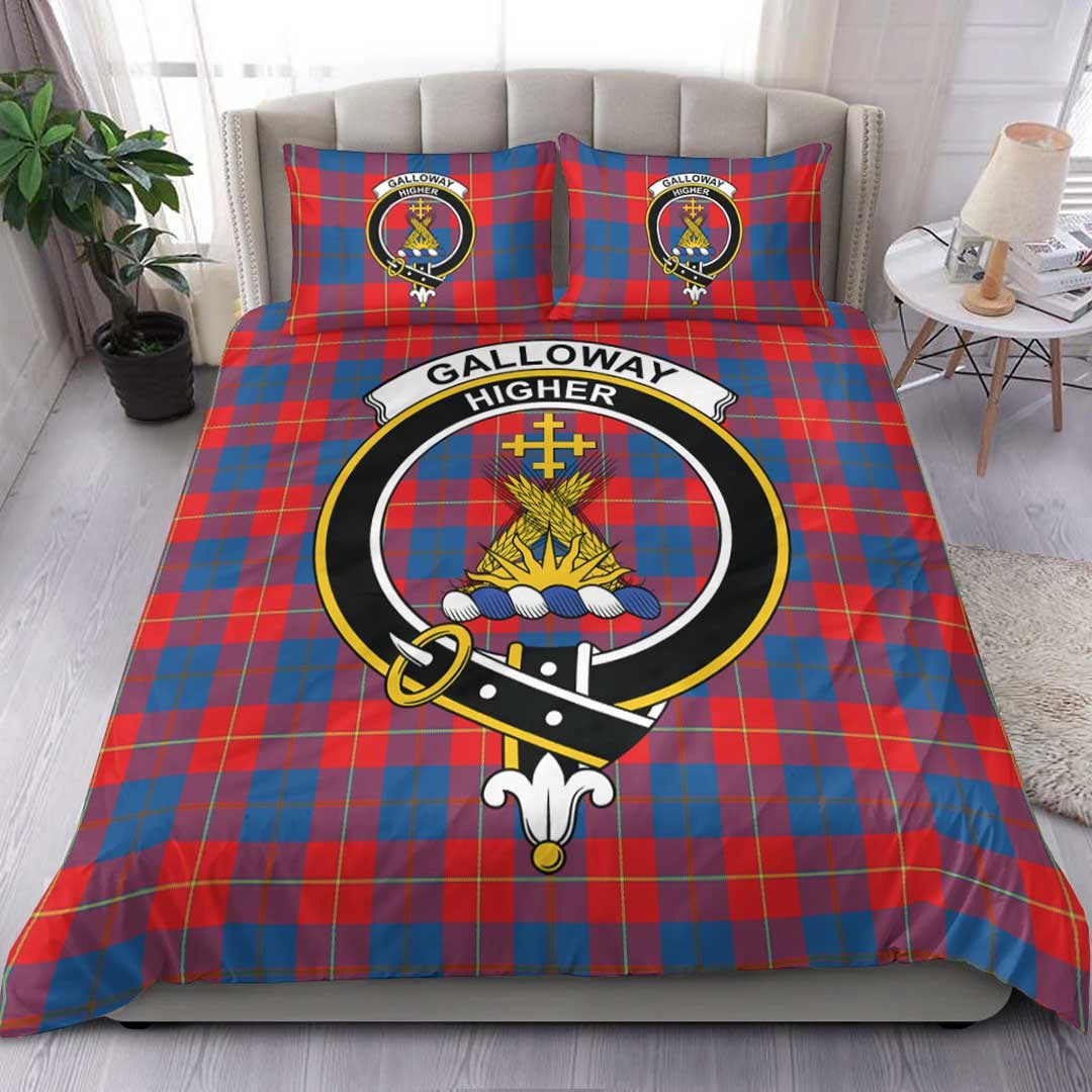 Galloway Red Tartan Crest Bedding Set