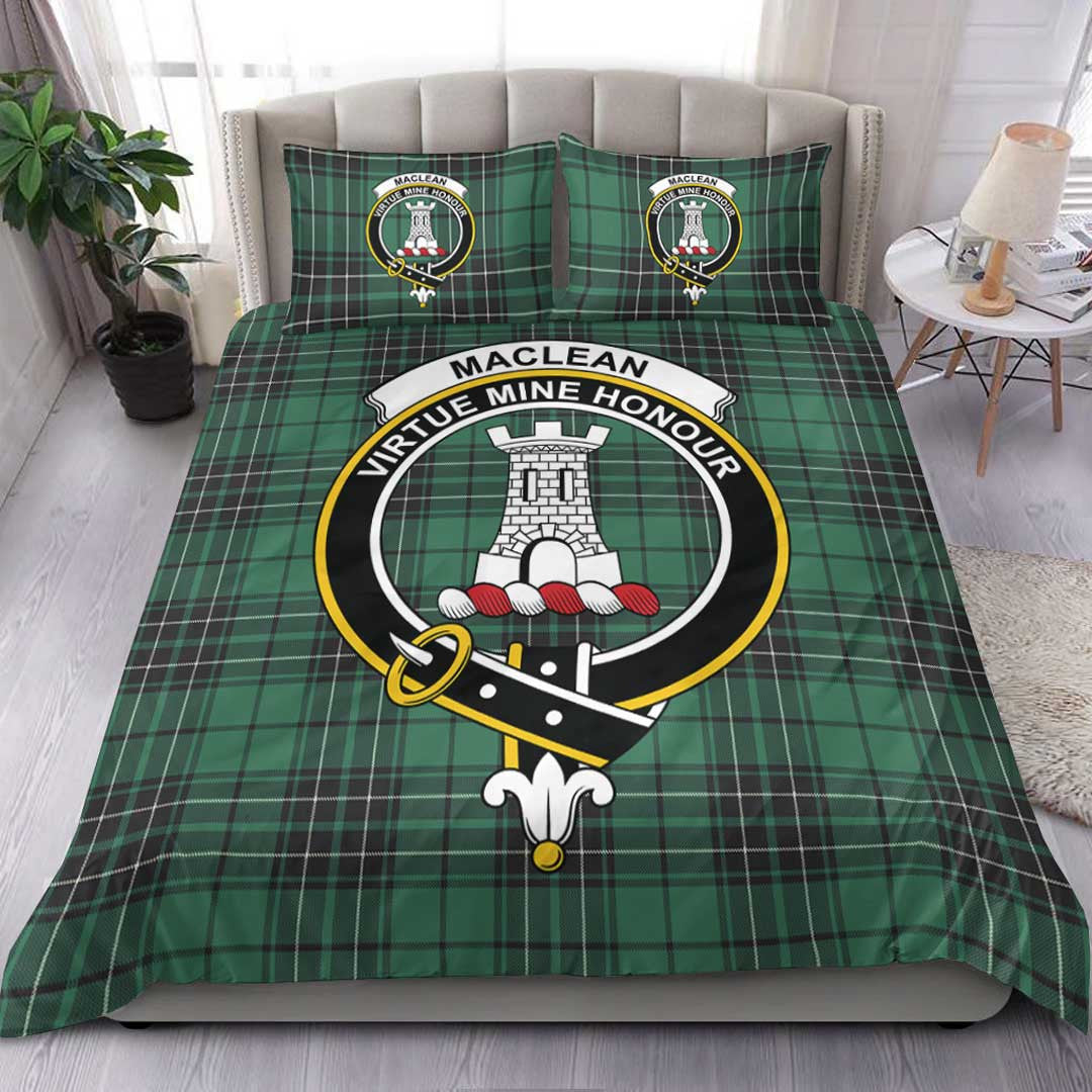 MacLean Hunting Tartan Crest Bedding Set