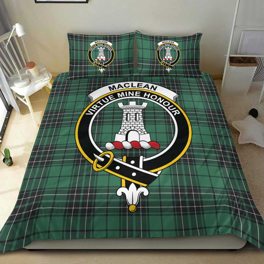 MacLean Hunting Tartan Crest Bedding Set