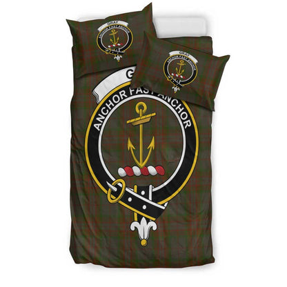 Gray Hunting Tartan Crest Bedding Set