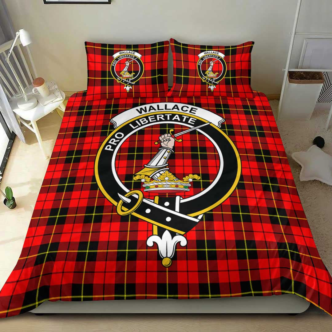 Wallace Hunting Red Tartan Crest Bedding Set