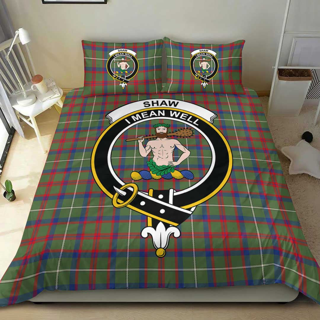 Shaw Green Modern Tartan Crest Bedding Set