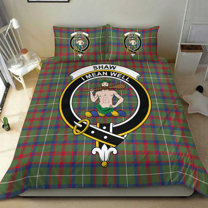 Shaw Green Modern Tartan Crest Bedding Set