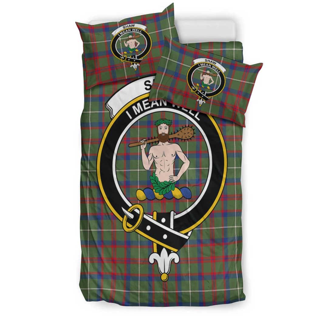 Shaw Green Modern Tartan Crest Bedding Set