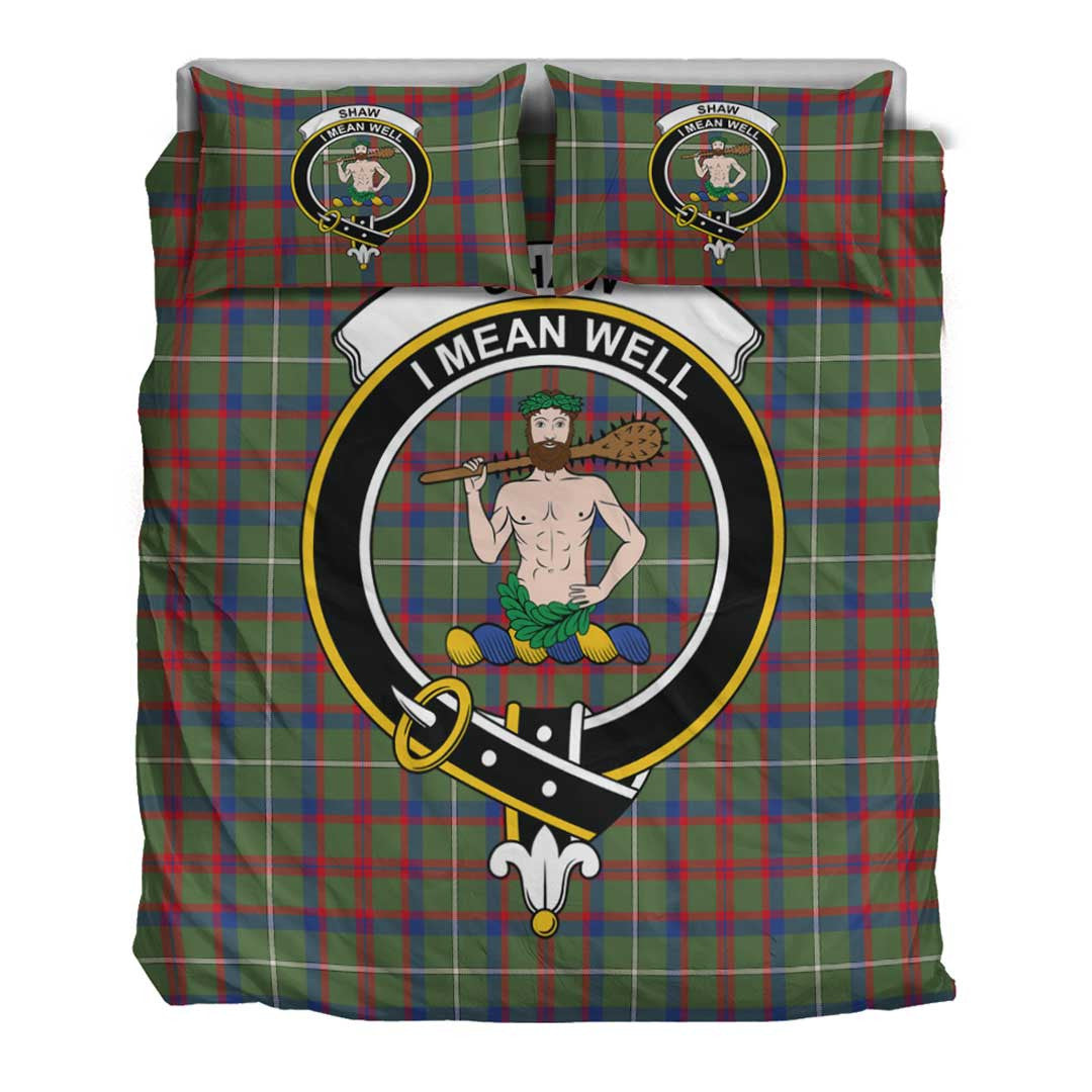 Shaw Green Modern Tartan Crest Bedding Set