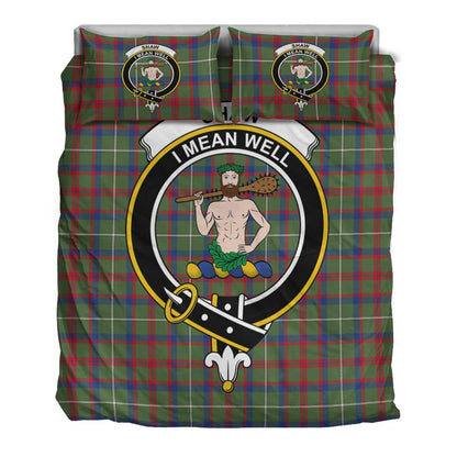 Shaw Green Modern Tartan Crest Bedding Set