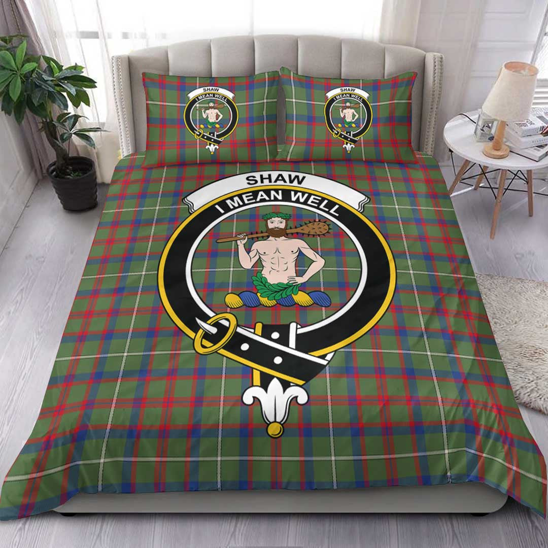 Shaw Green Modern Tartan Crest Bedding Set