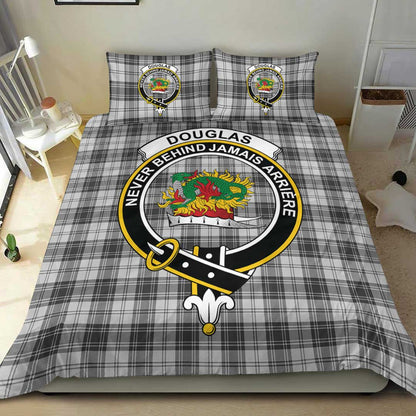 Douglas Grey Modern Tartan Crest Bedding Set