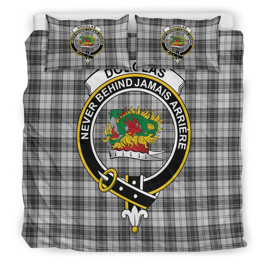 Douglas Grey Modern Tartan Crest Bedding Set