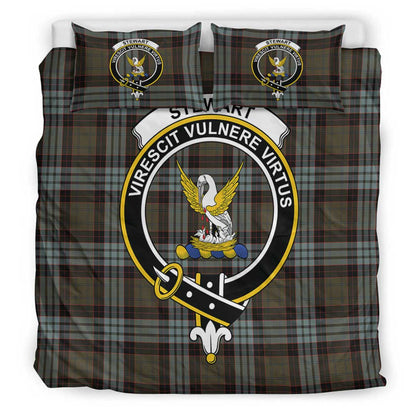 Stewart Old Weathered Tartan Crest Bedding Set