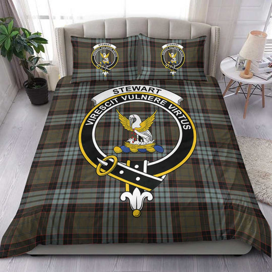 Stewart Old Weathered Tartan Crest Bedding Set