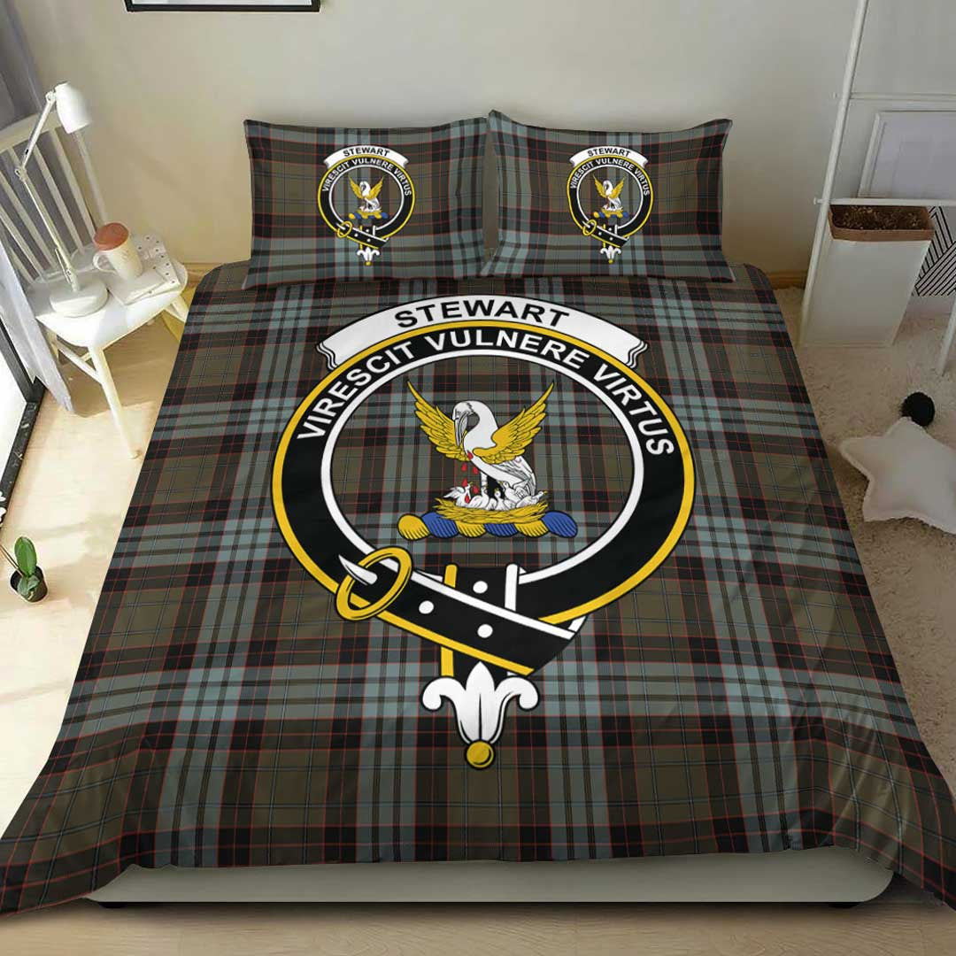 Stewart Old Weathered Tartan Crest Bedding Set