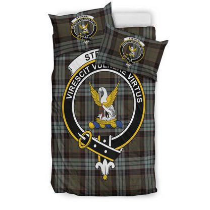 Stewart Old Weathered Tartan Crest Bedding Set