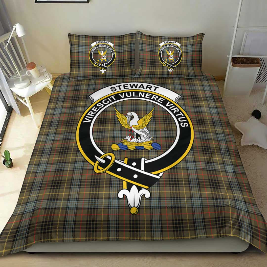 Stewart Hunting Weathered Tartan Crest Bedding Set