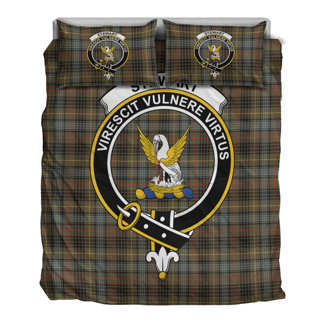 Stewart Hunting Weathered Tartan Crest Bedding Set