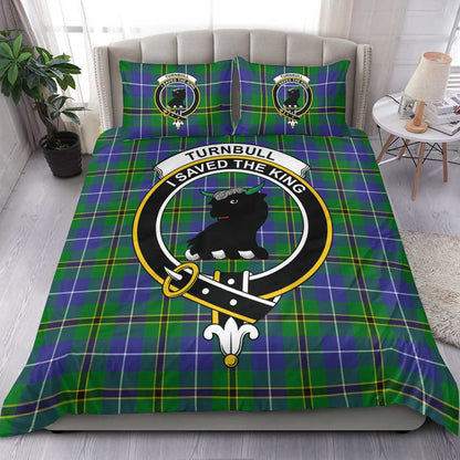 Turnbull Hunting Tartan Crest Bedding Set