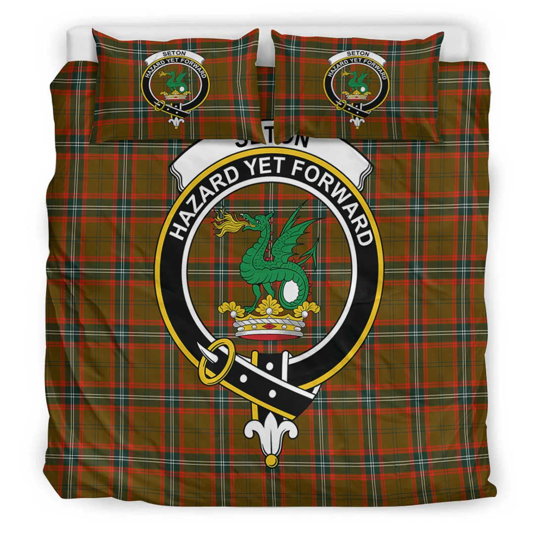 Seton Hunting Modern Tartan Crest Bedding Set