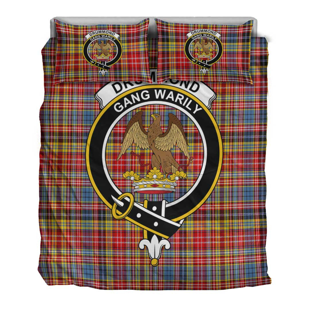 Drummond of Strathallan Tartan Crest Bedding Set