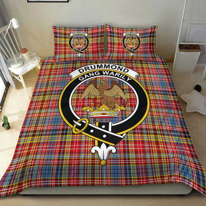 Drummond of Strathallan Tartan Crest Bedding Set