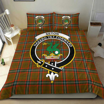 Seton Hunting Modern Tartan Crest Bedding Set