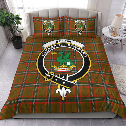 Seton Hunting Modern Tartan Crest Bedding Set