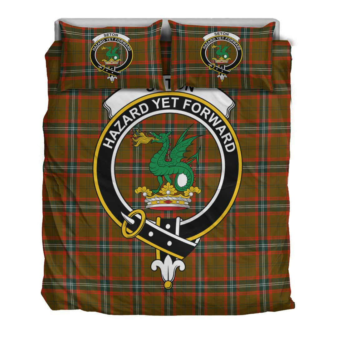 Seton Hunting Modern Tartan Crest Bedding Set