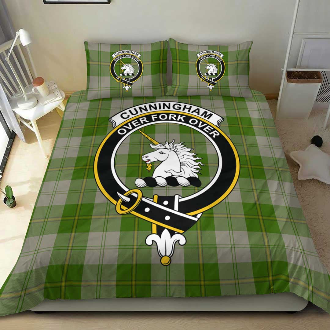 Cunningham Dress Green Dancers Tartan Crest Bedding Set