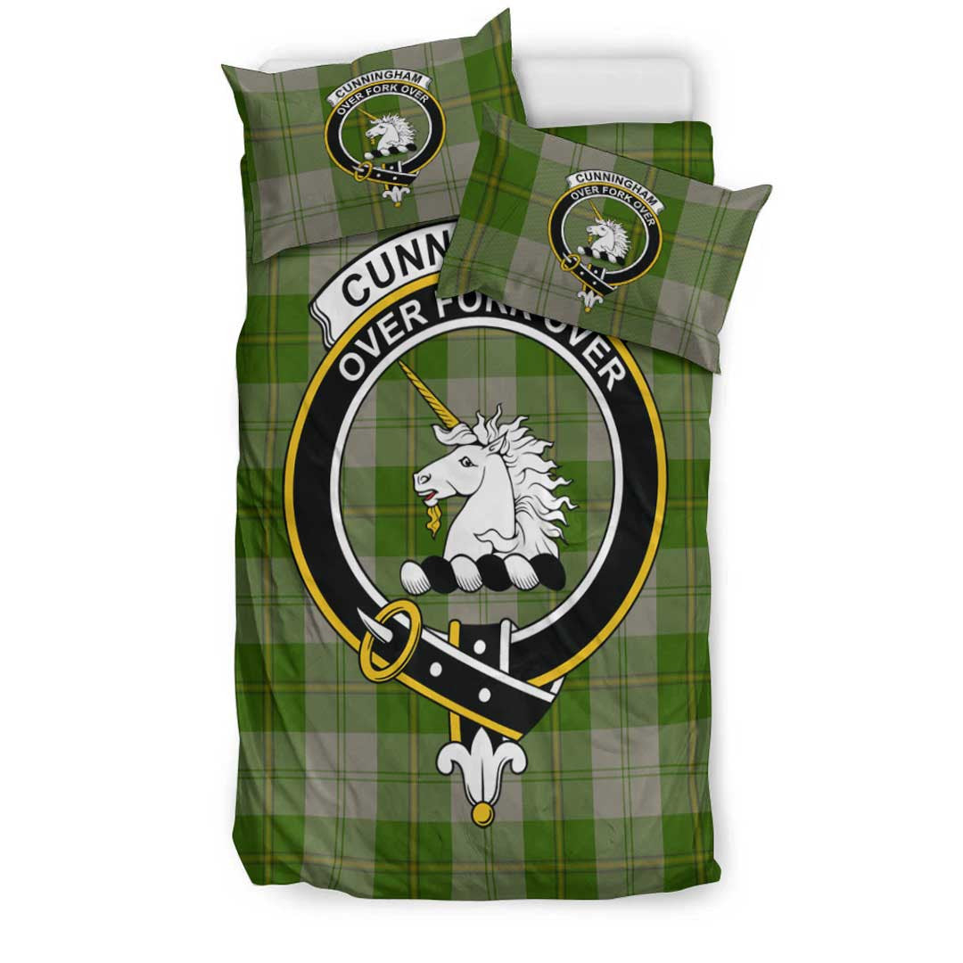 Cunningham Dress Green Dancers Tartan Crest Bedding Set