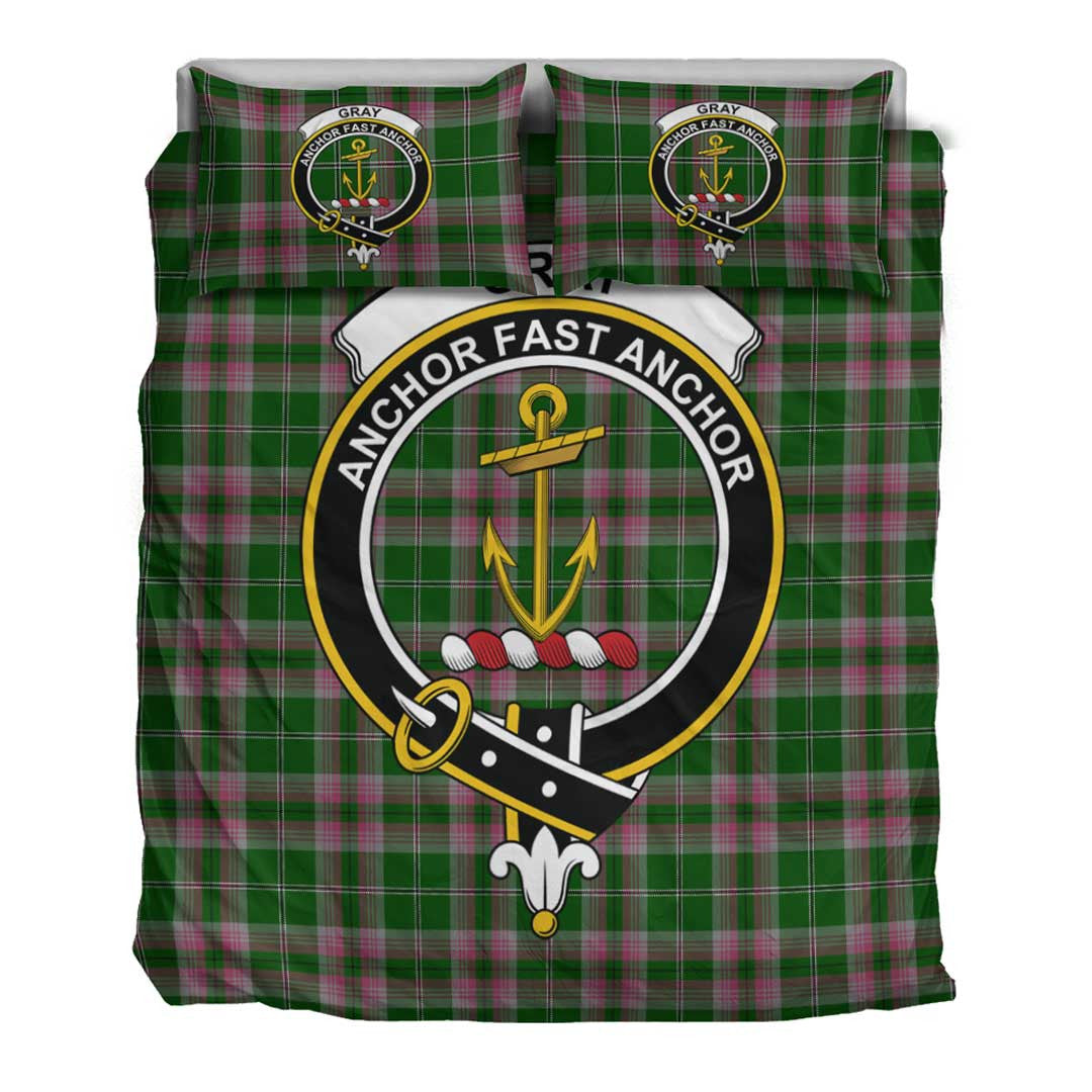 Gray Tartan Crest Bedding Set