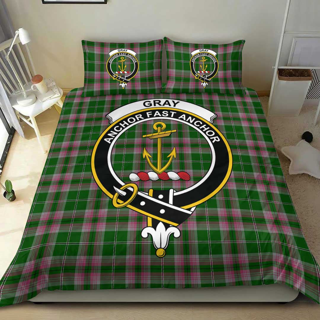 Gray Tartan Crest Bedding Set