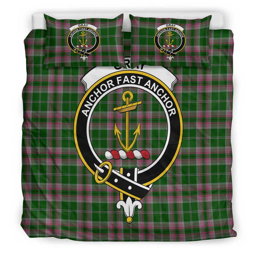 Gray Tartan Crest Bedding Set