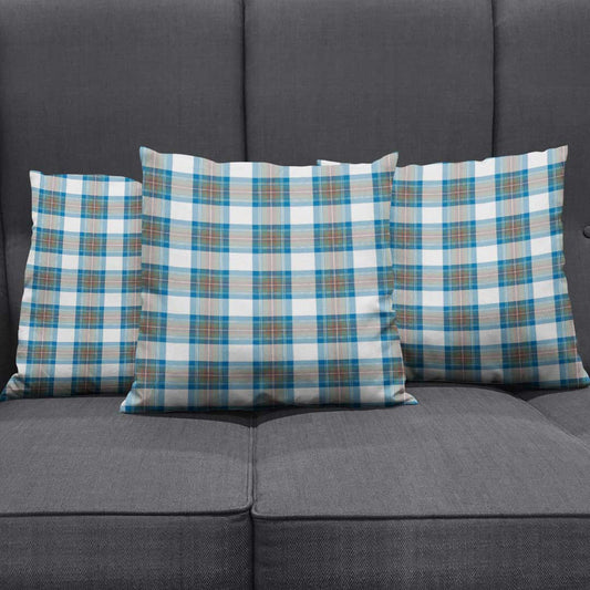 Stewart Muted Blue Tartan Plaid Pillow Cover