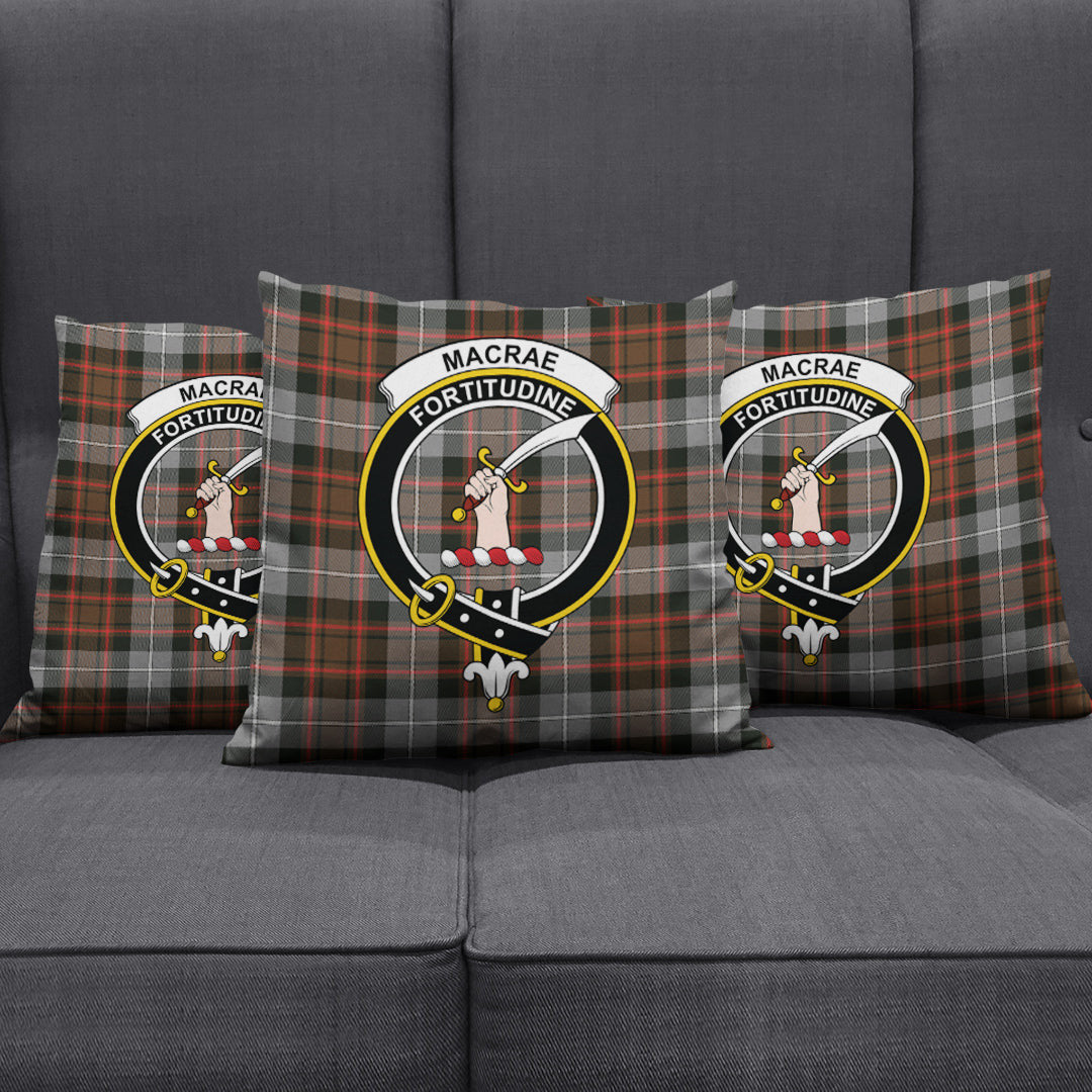 MacRae Hunting Weathered Tartan Crest Pillow Cover