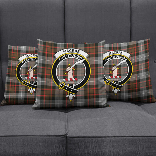 MacRae Hunting Weathered Tartan Crest Pillow Cover