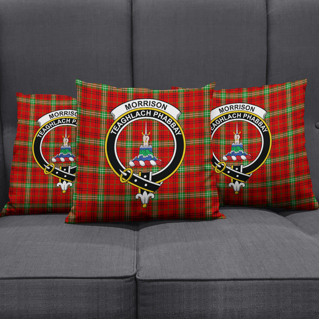 Morrison Red Modern Tartan Crest Pillow Cover