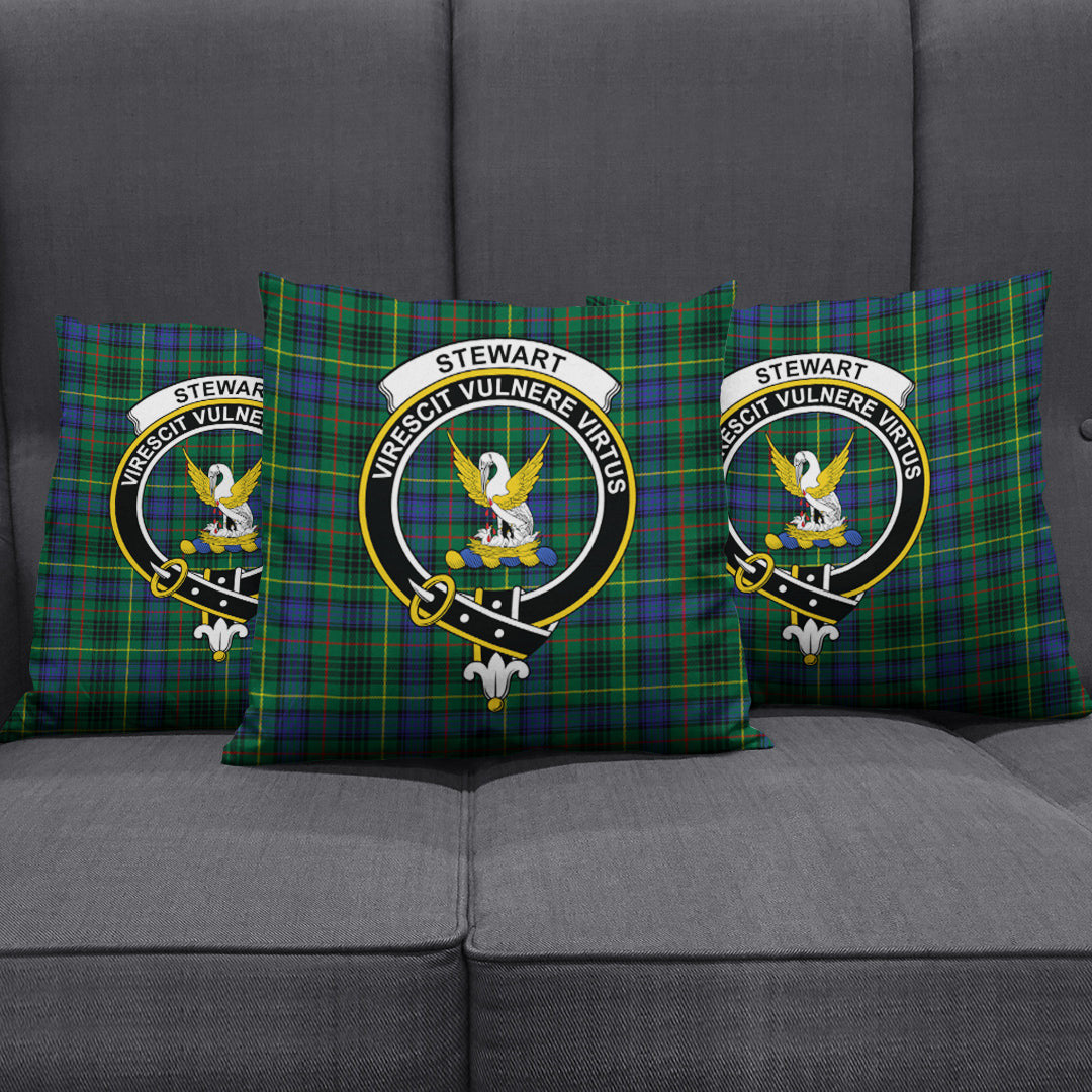 Stewart Hunting Modern Tartan Crest Pillow Cover