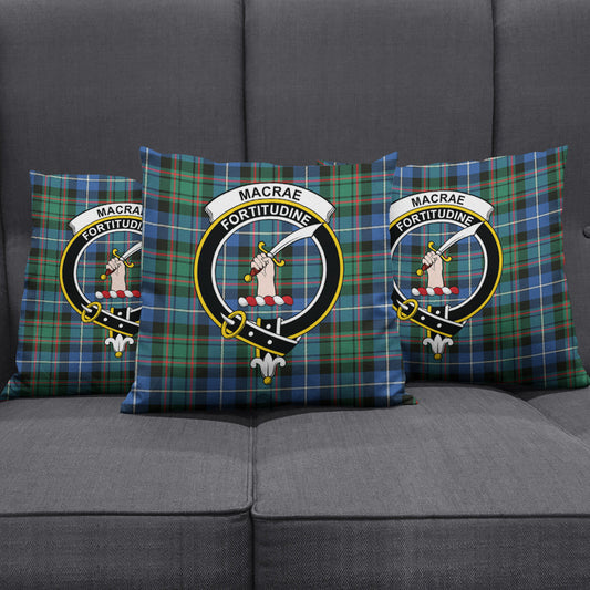 MacRae Hunting Ancient Tartan Crest Pillow Cover