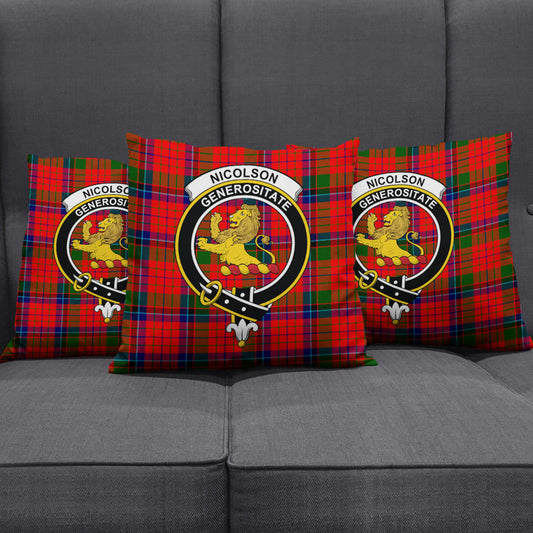 Nicolson Modern Tartan Crest Pillow Cover