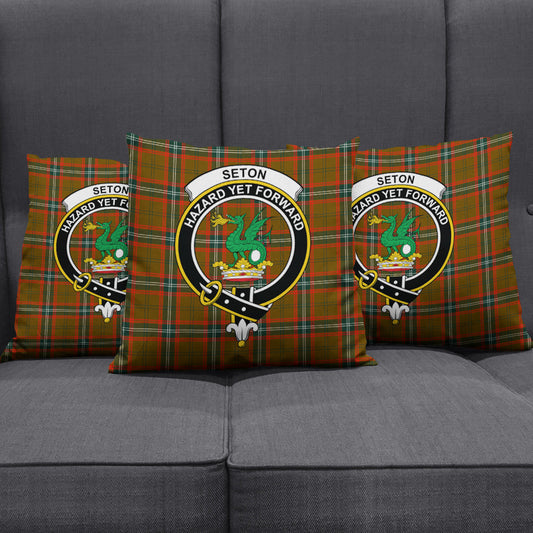 Seton Hunting Modern Tartan Crest Pillow Cover