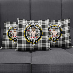 MacFarlane Black White Ancient Tartan Crest Pillow Cover