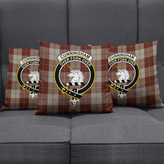 Cunningham Burgundy Dancers Tartan Crest Pillow Cover